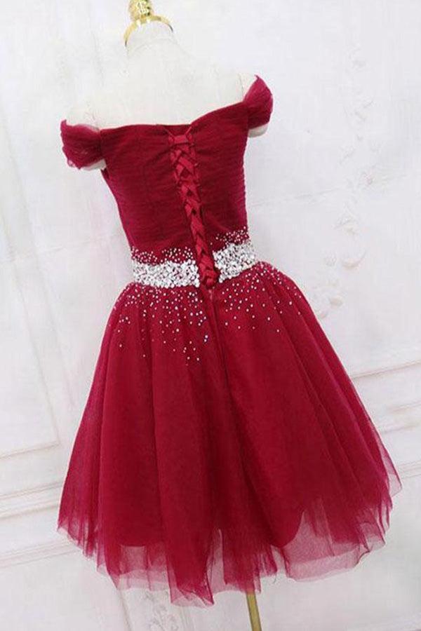 Off The Shoulder Black Homecoming Dress Tulle Short Prom Dress