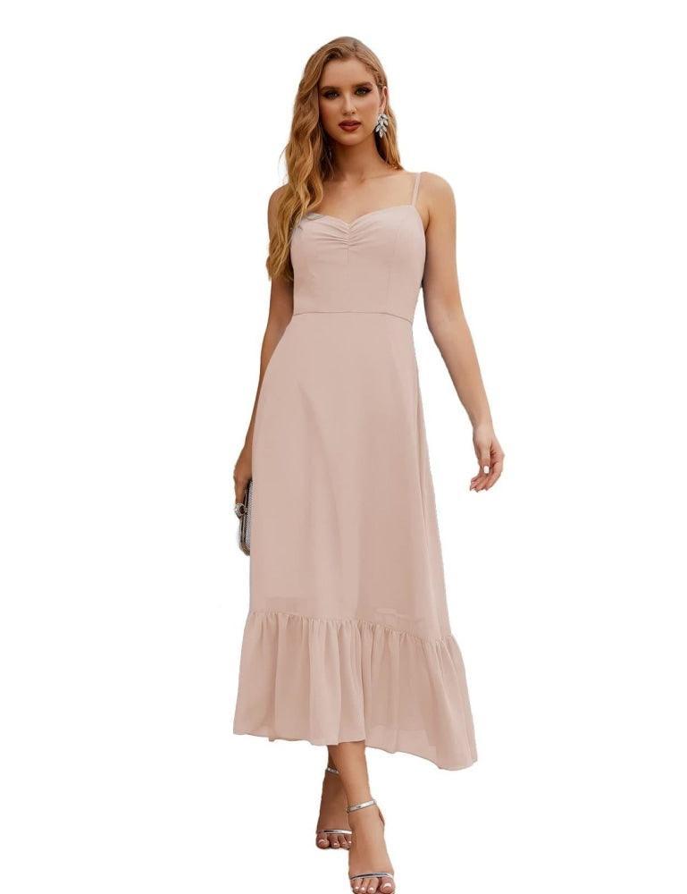 Numbersea Spaghetti Strap Chiffon Bridesmaid Dress Ankle Length Formal A Line Cocktail Party Homecoming Dress for Juniors SEA28028-numbersea