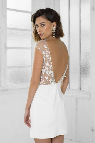 Perfect White Short Bridal Party Dress Lace Homecoming Dress