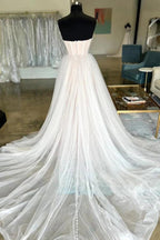 Vestido de novia NumberSea de tul plisado con escote corazón y corte en A, MW976