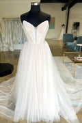 Vestido de novia NumberSea de tul plisado con escote corazón y corte en A, MW976