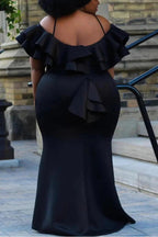 Plus Size Ballkleid Meerjungfrau Off Shoulder Rüschen Bodenlang