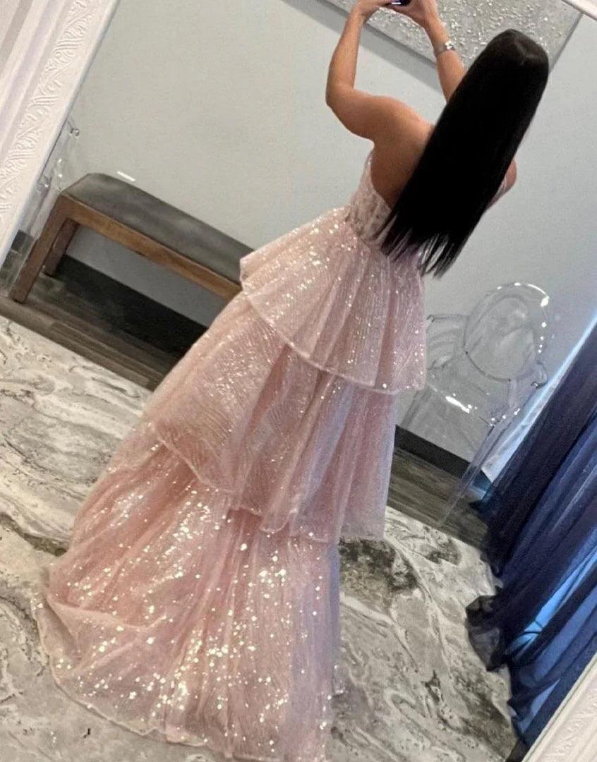 Vestido de fiesta de talla grande con un solo hombro, encaje, capas, largo con abertura