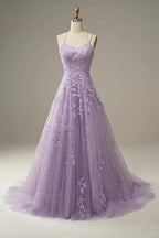 Vestidos de fiesta sexys de talla grande, corte A, tirantes finos, espalda descubierta, largos con apliques