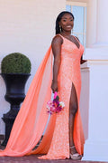 Vestido de fiesta de talla grande, tubo, escote en V, abertura, lentejuelas, largo