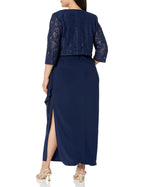 Vestidos de Madre de la Novia Talla Grande Vestido Tubo Cuadrado de Gasa con Chaqueta Mangas 3/4