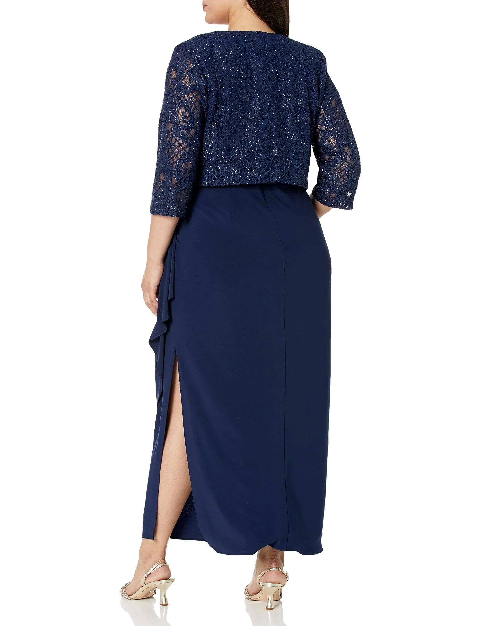 Vestidos de Madre de la Novia Talla Grande Vestido Tubo Cuadrado de Gasa con Chaqueta Mangas 3/4