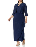 Vestidos de Madre de la Novia Talla Grande Vestido Tubo Cuadrado de Gasa con Chaqueta Mangas 3/4
