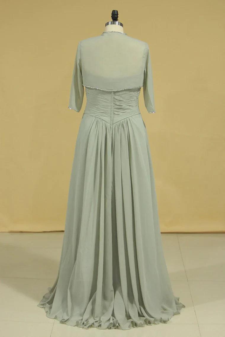Plus Size With Ruffles Chiffon Floor Length Mother Of The Bride Dresses