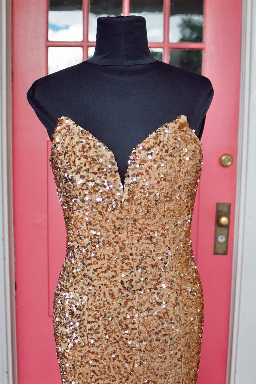 Vestidos de fiesta sin tirantes con lentejuelas de sirena