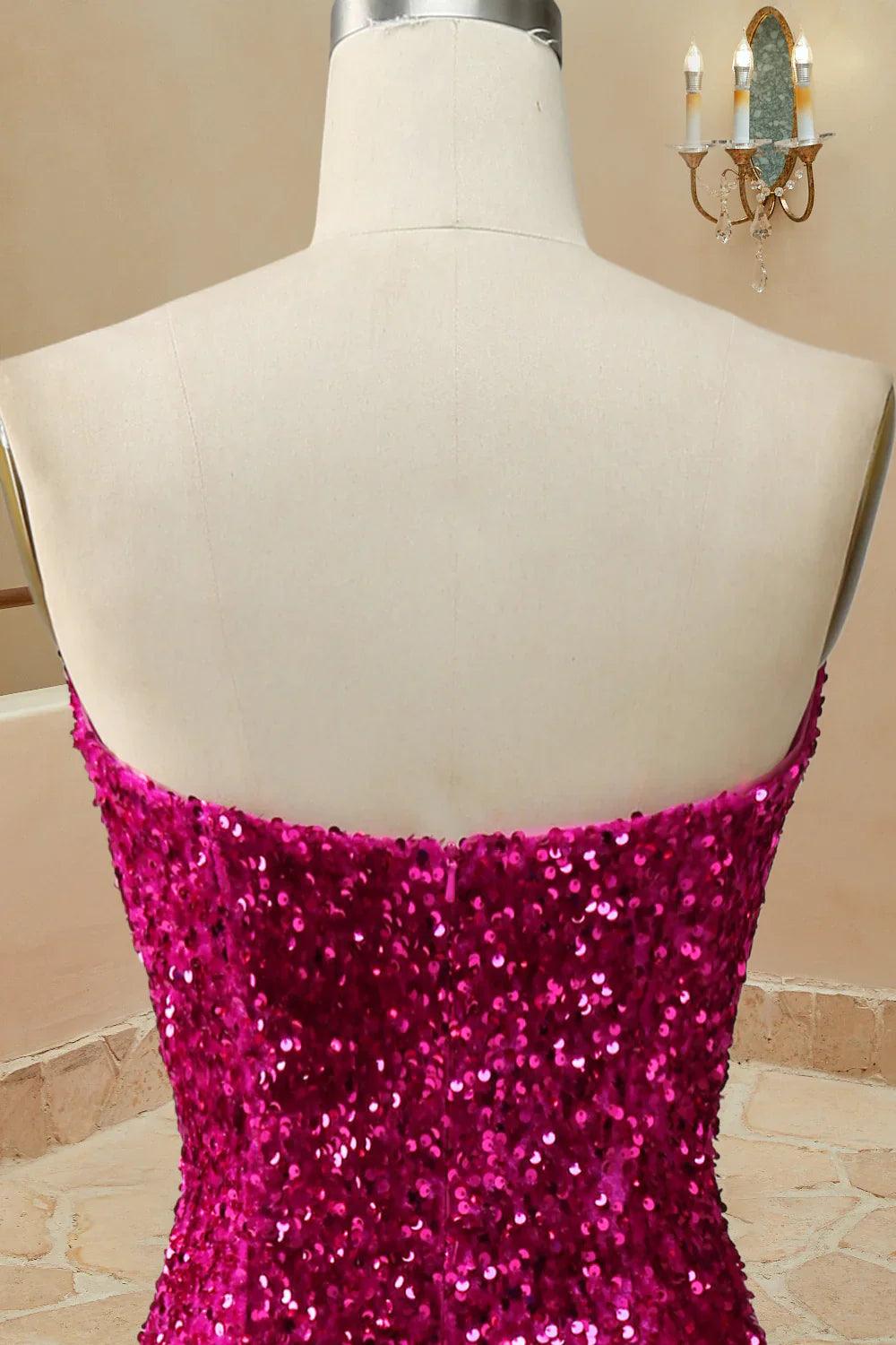 Vestidos de fiesta sin tirantes con lentejuelas de sirena