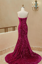 Vestidos de fiesta sin tirantes con lentejuelas de sirena
