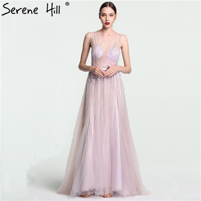 On Sale No Return No Refund Sale Purple  Dream O-Neck Sleeveless Sexy Evening Dresses Diamond Handmade Flowers A-Line Formal Dress 2024 Serene Hill LA6122