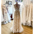 Robe Mariee Dreiviertelärmel Vollspitze A-Linie Boho Damen Hochzeitskleid mit V-Ausschnitt 2025 Brautkleid abito da sposa Sommer 