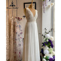 Robe de verano con corpiño de encaje de gasa estilo bohemio con cuello en V Vestido de novia para mujer Traje de novia hecho a medida vestido de novia NumberSea