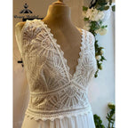 Robe de verano con corpiño de encaje de gasa estilo bohemio con cuello en V Vestido de novia para mujer Traje de novia hecho a medida vestido de novia NumberSea