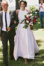 Vestido de novia de dos piezas con cuello halter y top de encaje romántico NumberSea, MW981