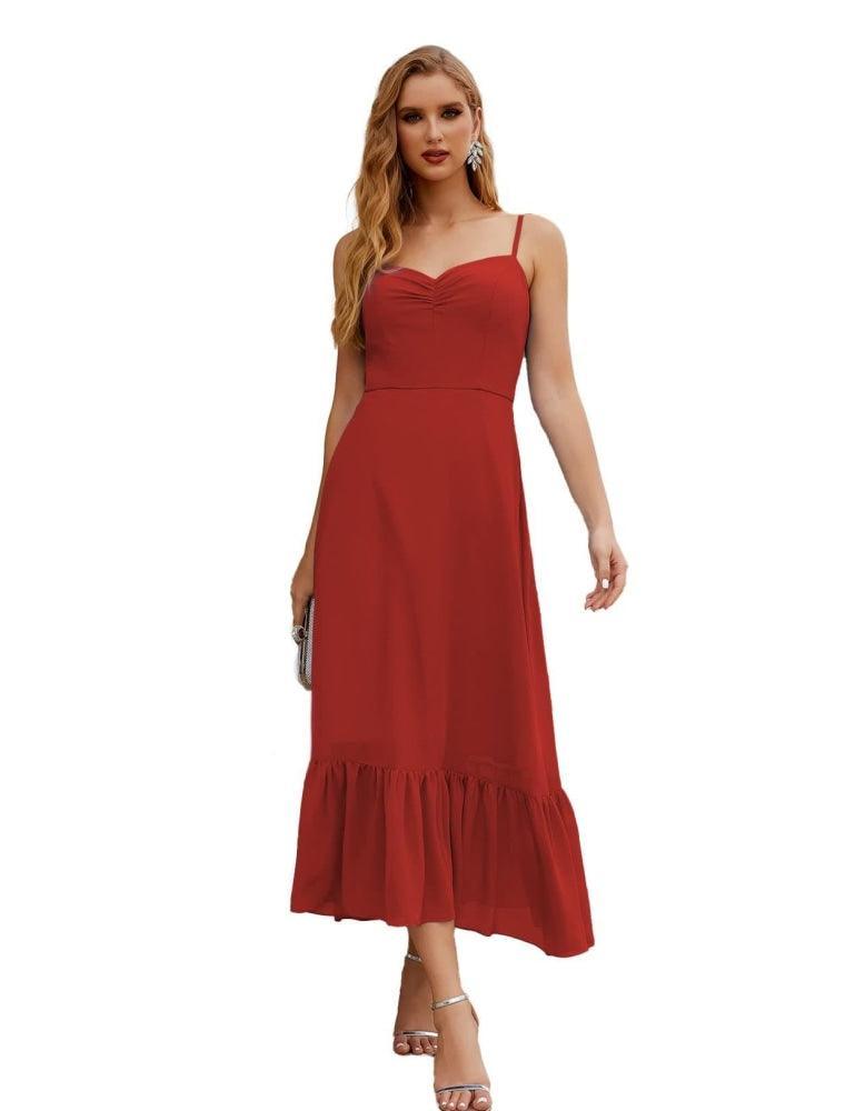 Numbersea Spaghetti Strap Chiffon Bridesmaid Dress Ankle Length Formal A Line Cocktail Party Homecoming Dress for Juniors SEA28028-numbersea