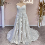 Vestido de novia NumberSea con purpurina y escote corazón 2025, estilo bohemio, con apliques de encaje 