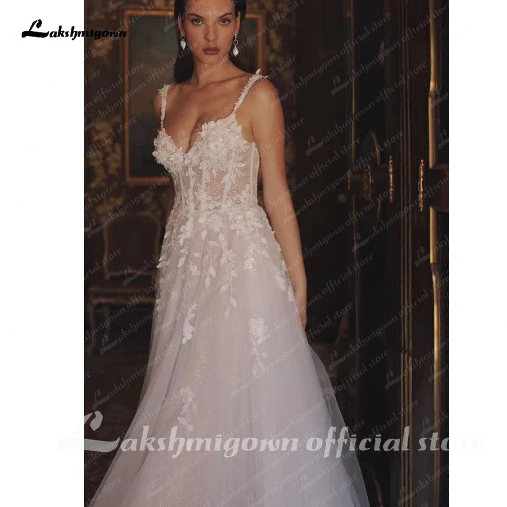 Vestido de novia de playa de corte A con encaje bohemio NumberSea NumberSea para mujer 2024, vestido de novia para novia, vestido de casamento civil 
