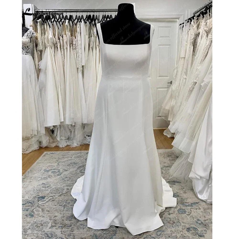 Vestidos de novia de sirena bohemios de talla grande NumberSea para mujer 2025, vestido de novia con escote redondo y encaje de crepé. 