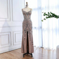 Vestido de Fiesta Sirena Corsé Nude de Lujo con Cuentas LA72803A
