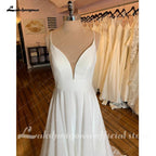 Vestidos de novia sencillos NumberSea 2025, recién llegados, vestido de novia largo con escote en V, alta calidad, con cremallera, corte A, elegante vestido de novia 