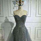 Abendkleid Pink Pearls, Perlenbesetzt, Arabische Meerjungfrau mit Überrock LA72811B