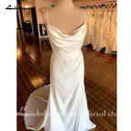 Vestidos de novia de satén con tirantes finos de NumberSea para mujer, color blanco roto, sin espalda, sexys, para fiesta 