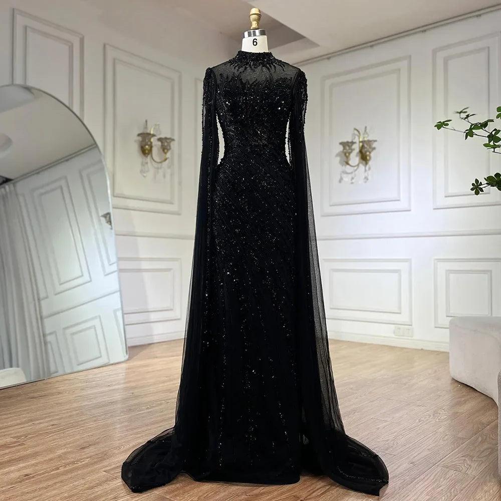 Serene Hill - Vestidos de noche largos de lujo estilo Dubái con mangas estilo sirena, encaje y cuentas, para mujer, para boda o fiesta, LA71885A 