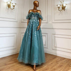 Serene Hill Grey A-Line Sexy Evening Dresses Gowns 2024 Beaded Feather Sparkle Formal Women Party LA71328 Featured