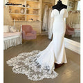 NumberSea Vintage Lace Off the Shoulder Crepe Women Birdal Mermaid Wedding Gowns Wedding Dress Sleevess vestido de festa