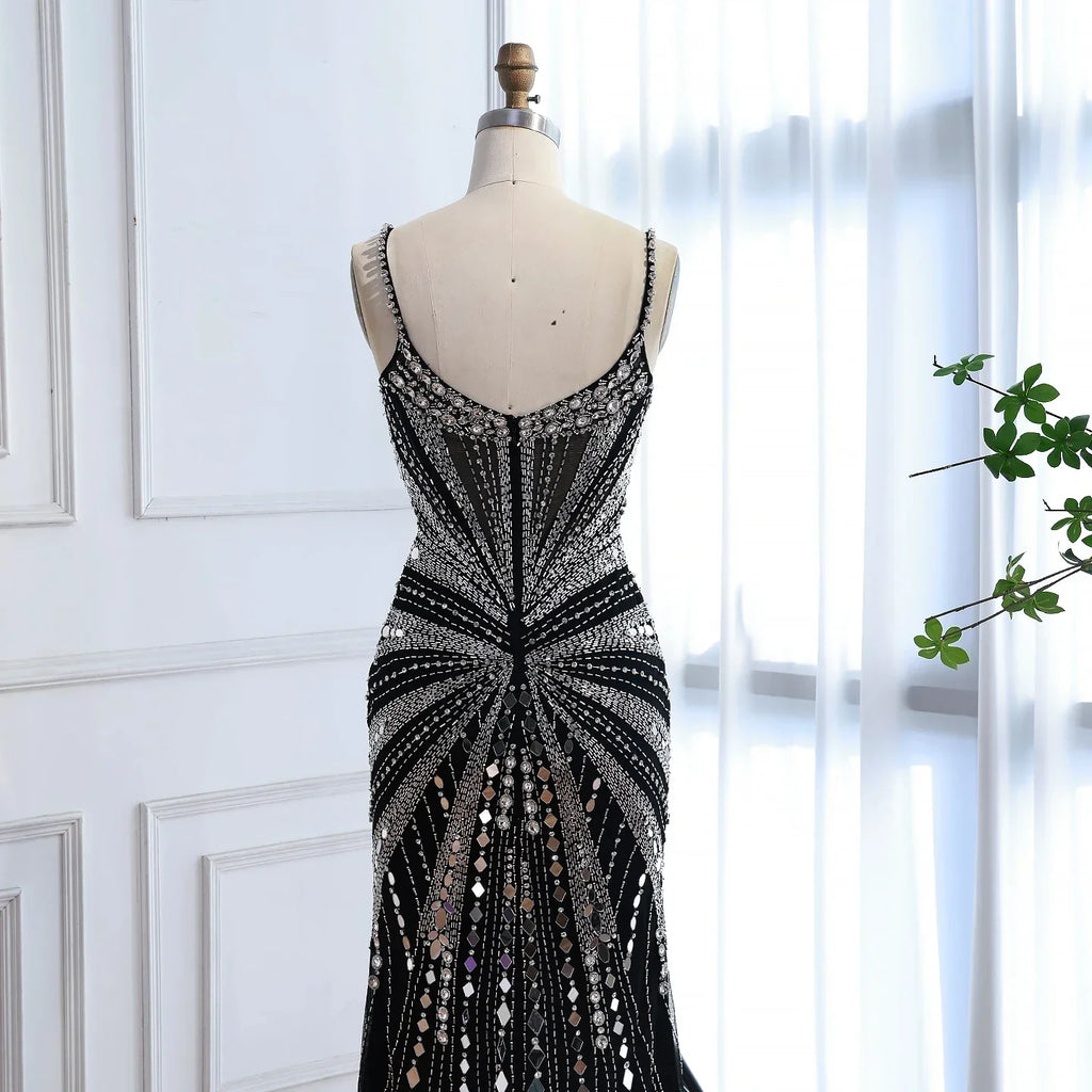 Vestido de Fiesta Sirena Corsé Nude de Lujo con Cuentas LA72803A