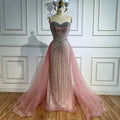 Abendkleid Pink Pearls, Perlenbesetzt, Arabische Meerjungfrau mit Überrock LA72811B