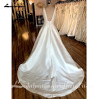 NumberSea - Vestidos de novia sencillos blancos de corte A, sin espalda, para playa, verano 2025, de satén, sexys, para novias 