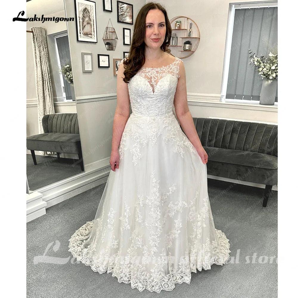 Vestidos de novia formales vintage, cola de corte A, encaje con botones y apliques, vestidos de novia 2025, vestido de casamento 