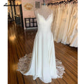 Vestido de novia bohemio de satén suave NumberSea, elegante vestido de novia con escote en V y cola larga, vestidos sencillos para mujer 2025, vestido de novia 