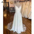 Vestido de novia bohemio de satén suave NumberSea, elegante vestido de novia con escote en V y cola larga, vestidos sencillos para mujer 2025, vestido de novia 