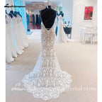 Vestidos de novia de encaje sexy NumberSea 2025, escote en V, espalda abierta, largo, tirantes finos, apliques, corte A, vestido de fiesta 
