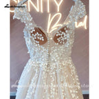 NumberSea Prinzessin Brautkleider V-Ausschnitt Flügelärmeln 2025 Vestidos Civil Boho Brautkleid Knöpfe Illusion Zurück 