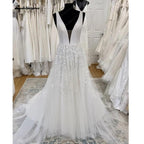 NumberSea Tüll A-Linie Hochzeitskleid Strand Sommer 2025 Abito Sposa Donna Elegante Braut Boho Kleider Spitze Hochzeitskleid 