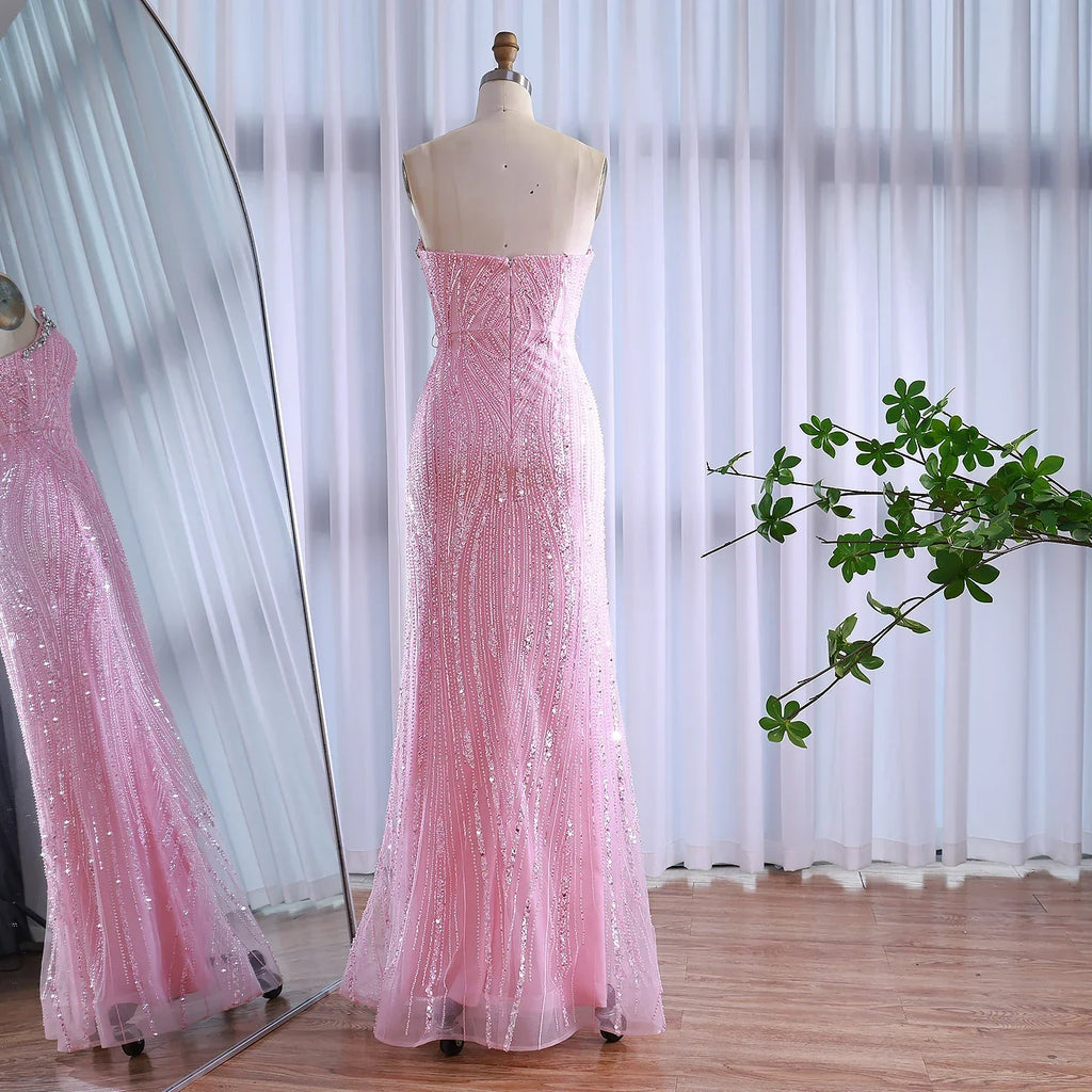 Luxuriöses rosa Abendkleid mit Schleife aus Dubai