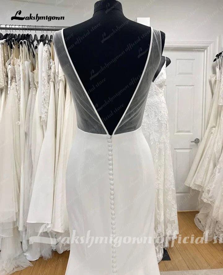 Vestidos de novia de sirena de satén NumberSea para novia con espalda descubierta, elegantes vestidos de novia bohemios. 