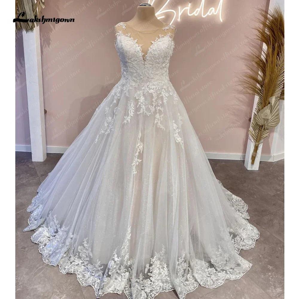 Vestidos de novia bohemios de encaje de princesa NumberSea para mujer 2025, vestido de noche, vestido de novia de corte A, vestido de novia de playa, bata de boda 