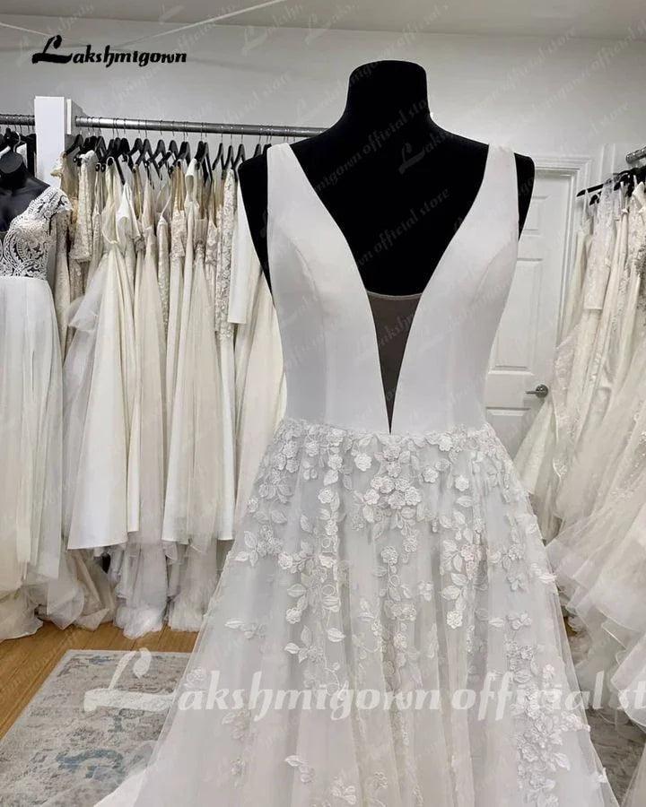 NumberSea Tüll A-Linie Hochzeitskleid Strand Sommer 2025 Abito Sposa Donna Elegante Braut Boho Kleider Spitze Hochzeitskleid 