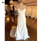 Vestidos de novia de satén con tirantes finos de NumberSea para mujer, color blanco roto, sin espalda, sexys, para fiesta 