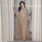 Luxuriöses Champagner Kaftan Abendkleid Hochzeits-Ballkleid