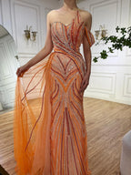 Luxuriöses arabisch-blaues One-Shoulder-Abendkleid aus Dubai mit seitlichem Überrock und Perlen für Damenparty LA72662