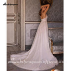 NumberSea Split Side Shiny Glitter Boho Women Wedding Dress for Bride Spaghetti Straps Wedding Gown batas de novia para