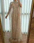 Luxuriöses Champagner Kaftan Abendkleid Hochzeits-Ballkleid